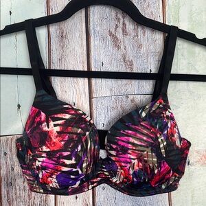 PINK Victoria's Secret Pink Black Purple‎ Underwire Bra 34D
